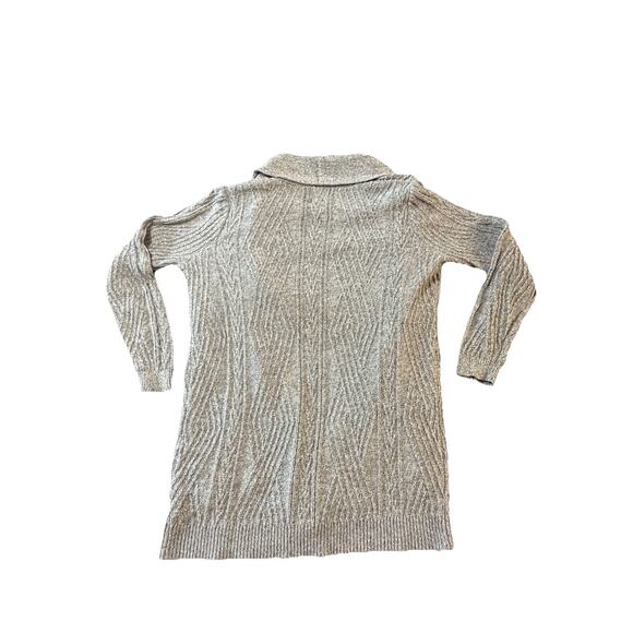 St. John’s Bay Petite Medium Women’s Gray Open Front Cottage Cardigan Sweater - Picture 3 of 10